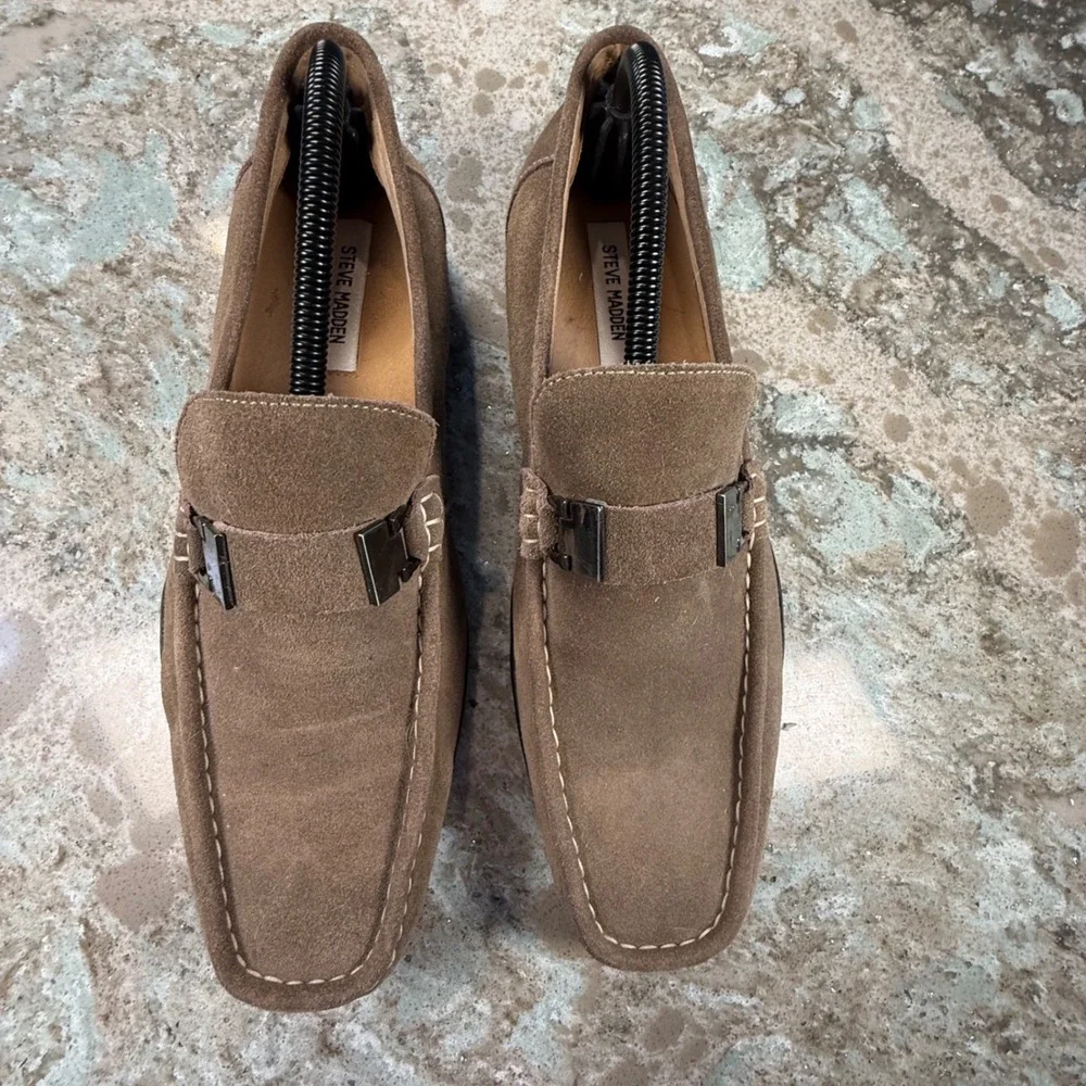 Steve Madden Spectrim Mens 10 Tan Suede Leather‎ Bit Loafers Driving Shoes Brown